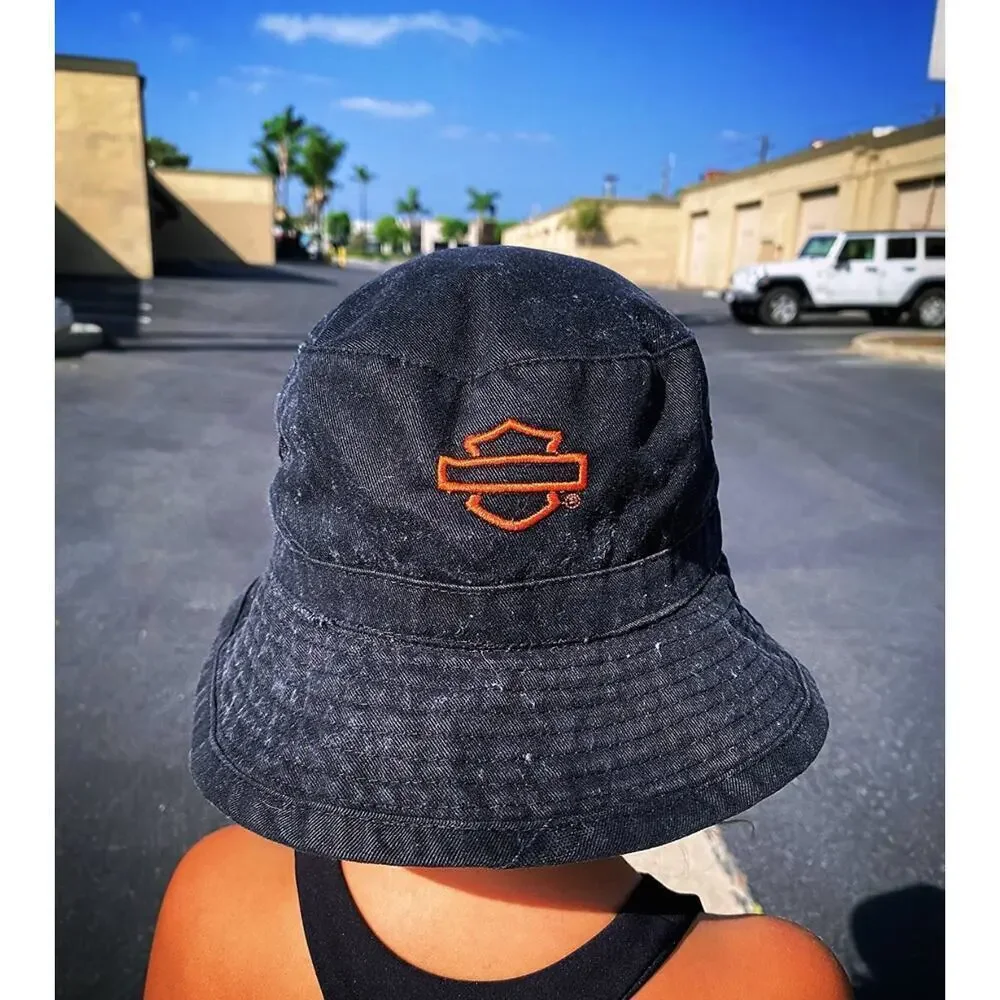Harley-Davidson Toddler Bucket Hat Black Embroidered HD Logo Biker Kids Cap